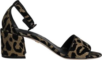 Dolce & Gabbana Gouden Luipaard Enkelband Hakken Sandalen - Dames - Sandalen met hakken - Veelkleurig - 36 1/2 EU - Schoenen
