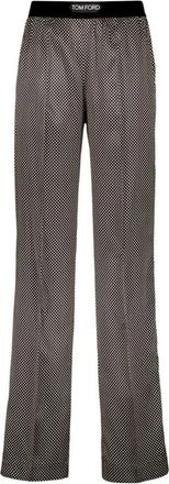 Tom Ford Polka Dot Zijden Satijnen PJ Broek - Dames - Wijde Broeken - Veelkleurig - M - Satijn - Broeken