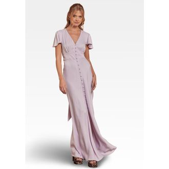 Maids to Measure Chelsea Satin V-Neck Bridesmaid Dress in Lilac at Nordstrom, Size 14