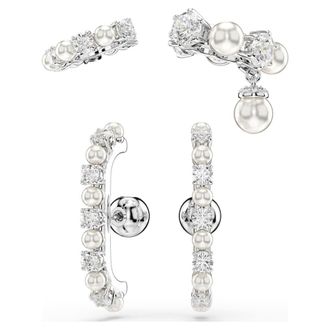 Swarovski Matrix Crystal Pearl Cuff Earrings Set
