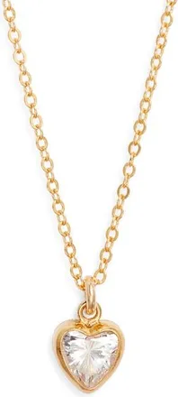 Set & Stones Amy Cubic Zirconia Heart Pendant Necklace in Gold at Nordstrom