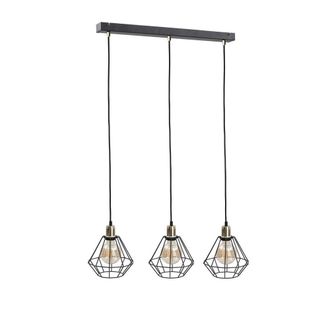Netlighting Foskal Bar Pendant Ceiling Light Gold 60cm 3x E27 in Black
