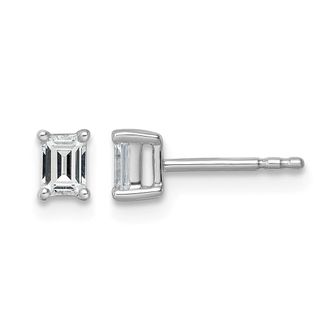 Diamond2Deal 14k White Gold 1/2 ct Emerald Lab Grown Diamond Stud Earrings VS Clarity, G-H Color