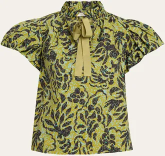 Ulla Johnson Estela Batik Floral Blouse