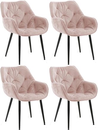 Clp Clp - Set De 4 Sillas Tanna De Sal&oacute;n En Terciopelo Rosado