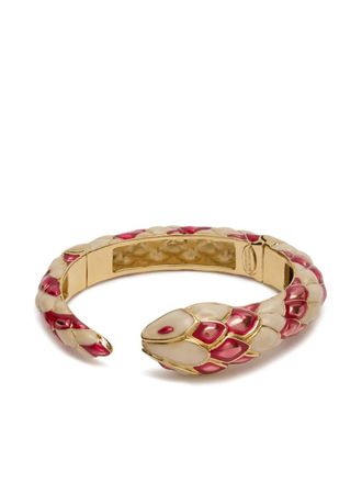 Roberto Cavalli snake-design cuff bracelet - women - Enamel/Brass - One Size - Neutrals