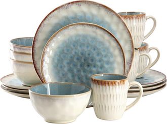 Elama Leann 16 Piece Stoneware Dinnerware Set in Beige at Nordstrom