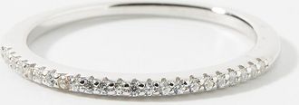 Simons Womens Thin silver crystal ring