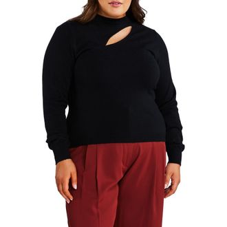 Estelle Asymmetric Cutout Sweater in Black at Nordstrom Rack, Size 20W