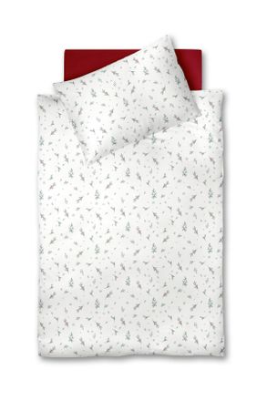 Fleuresse Bettw&auml;sche, Rot, Wei&szlig;, Dunkelgr&uuml;n, Textil, Str&auml;ucher, 140x200 cm, pflegeleicht, b&uuml;gelleicht, Heimtextilien, Bettw&auml;sche & Leint&uuml;cher, Bettw&auml;sche, Flane