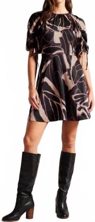 Ted Baker Gilliaa Cinched Waistline Fit And Flare Mini Dress In Black