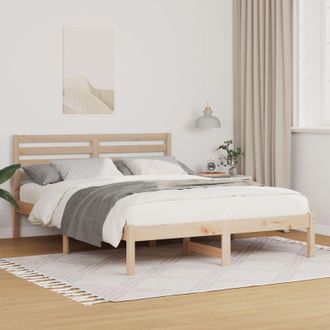 Berkfield Home with Headboard Brown 140 x 190 cm Solid pine wood