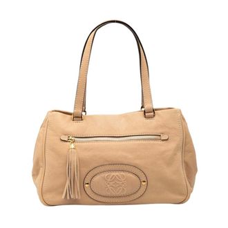 Loewe Pre-owned Leren Tote Bag - Dames - Pre-owned - Beige - Maat: ONE Size Leer