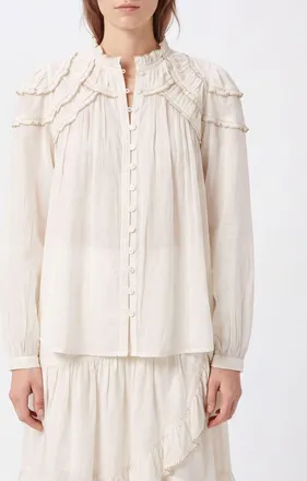 Isabel Marant Camicia Christa in chiffon con rouches e maniche a palloncino