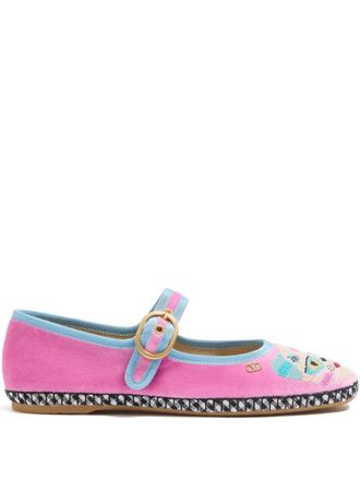 Valentino Garavani Mary-Jane beaded-embroidery ballet flats - women - Velvet/Rubber/Fabric - 35.5 - Pink