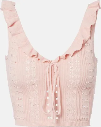 Aya Muse Top in pointelle con volant