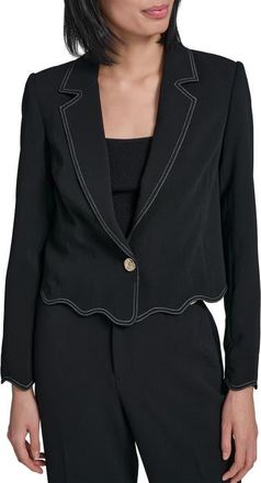 Karl Lagerfeld Scallop Hem Crop Jacket in Black at Nordstrom, Size 12