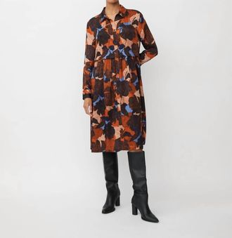 Masai Manollira Long Sleeve Midi Dress In Autumnal