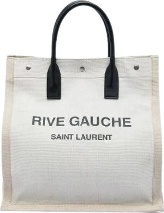 Saint Laurent Pre-owned Rive Gauche Tote Bag - Dames - Vintage Shopper - Beige - ONE Size - Leer - Vintage