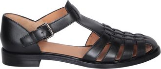 Churchs Zwarte Sandalen met Vlechtdesign - Dames - Sandalen - Zwart - 38 EU - Leer - Schoenen