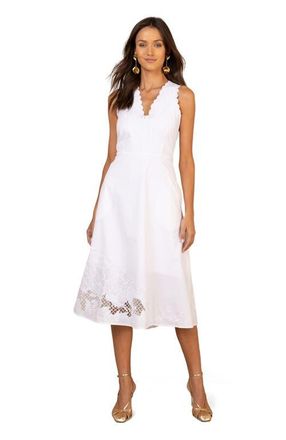 Hale Bob Bethia Embroidered Midi Dress in White at Nordstrom, Size X-Small