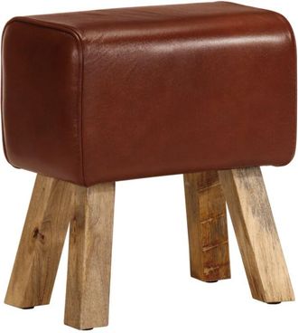 vidaXL vidaXL Panca da Palestra 38 cm Vera Pelle Marrone e Massello di Mango