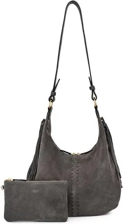 OLD TREND Hydrangea Genuine Leather Suede Heritage Shoulder Bag in Slate at Nordstrom