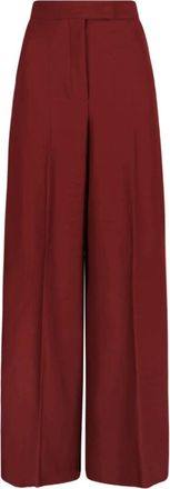 Max Mara Cotton Gabardine Jersey Broeken - Dames - Wijde Broeken - Rood - XS - Katoen - Broeken