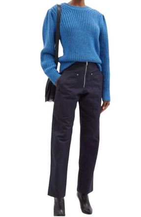 Isabel Marant Etoile Navy Phil Trousers with Silver Zip