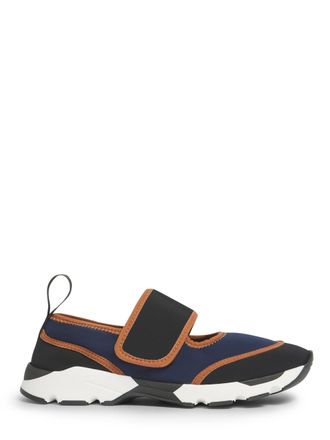 Marni Navy Low-Profile Sneakers with Leather Trims