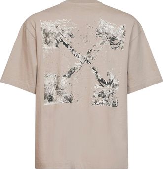 Off-white Mens T-Shirt Spices Arrow Skate Beige Cotton T-Shirts And Polos