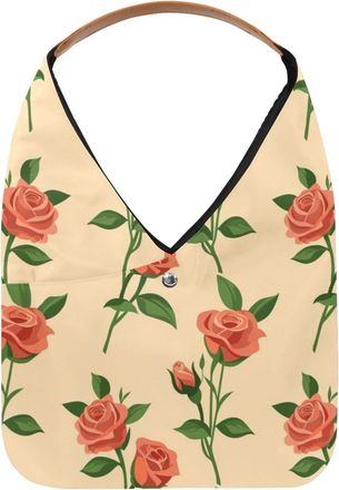 Generic Roses Flowers Pattern Reusable Lightweight Grocery Bags - Foldable Into Compact Pouch, Washable & Sturdy, Multipurpose for Shopping and Travel