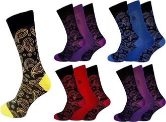 Generic New Mens 6 Pairs Natural Bamboo Assorted Pattern & Vivid Plain Soft Socks 7-11 UK (Paisley Assorted)