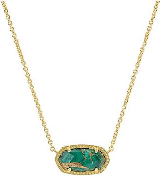 Kendra Scott Elisa Pendant Womens Necklace Womens Necklace Gold Bronze Veined Green Malachite