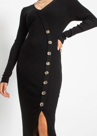 Bonprix Strickkleid BONPRIX Strickkleid aus Viskose-Mix, Damen, Gr. 36/38 (S), N-Gr, schwarz, Obermaterial: 80% Viskose, 20% Polyamid, figurbetont, Kleider St