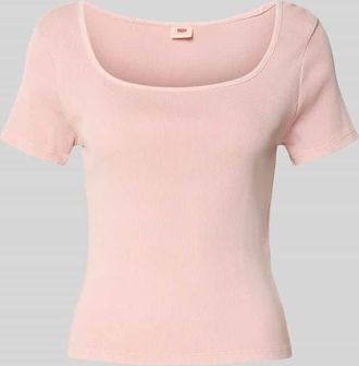 Levi's T-Shirt in Ripp-Optik mit Karree-Ausschnitt in Rosa, Größe XS