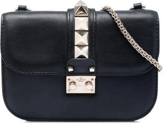 Valentino Pre-owned Small Rockstud Glam Lock Crossbody - Dames - Vintage Schoudertas - Zwart - ONE Size - Leer - Vintage