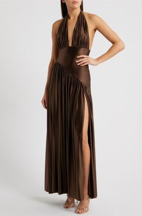 Delfi Rae Halter Gown in Brown at Nordstrom, Size X-Large