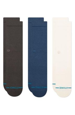 Stance Icon Assorted 3-Pack Crew Socks in Charcoal at Nordstrom, Size Large
