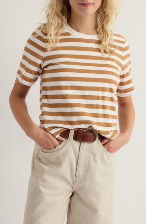 Seasalt Cornwall Copseland Stripe Organic Cotton T-Shirt in Scallion Chalk Basket at Nordstrom, Size 10