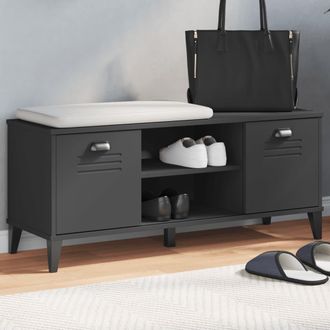 vidaXL Banco Zapatero Viken Madera De Ingenier&iacute;a Negro 106x35x45 Cm Vidaxl