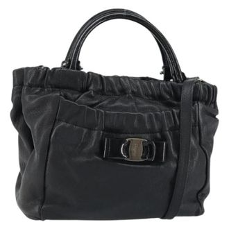 Ferragamo Pre-owned Handbags, female, Black, Size: ONE SIZE Pre-owned Leather Handbag