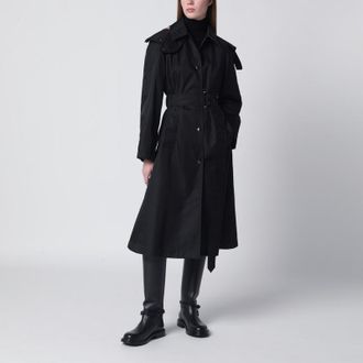 Burberry Long black nylon car coat