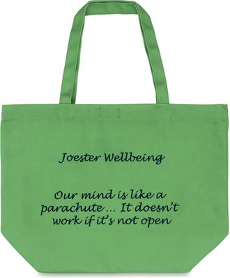 Generic Joester Wellbeing - Cotton/Canvas Tote Bag. (Quote 4: Our mind is like a parachute.. It doesnt work if its not open, Grass Green)