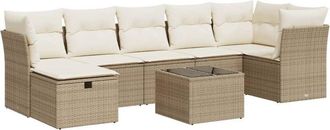 vidaXL Set De Sof&aacute;s De Jard&iacute;n Y Cojines 8 Piezas Rat&aacute;n Sint&eacute;tico Beige Vidaxl