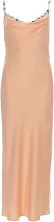 Paco Rabanne Maxi jurk met kettingband en boothals - Dames - Maxi kleedjes - Roze - S - Polyester - Kleedjes