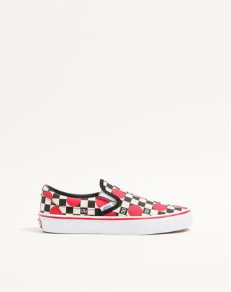 Valentino Garavani Sneaker Slip-On Valentino Garavani And Vans In Tessuto Con Stampa VLogo Checkerboard E Dettaglio Pois Donna BURRO/NERO/ROUGE PUR 36.5