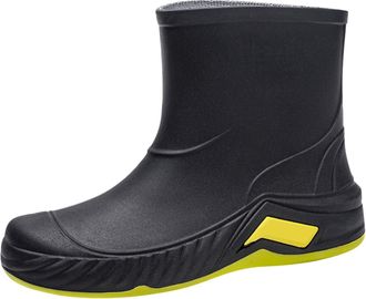 Generic Short Rain Boots Women Waterproof Deck Boots for Men Ankle Fishing Shoes Lightweight Garden Work Shoes for Boating Camping Sailing (Black, 8.5)