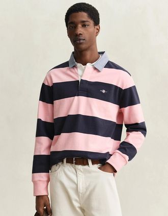 GANT Mens GANT Mens Regular Chambray Stripe Heavy Rugger - 671 Bubblegum Pink - Size: 38