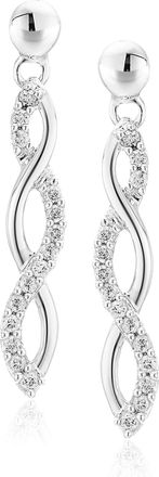 Vir Jewels 1/4 cttw Diamond Infinity Dangle Earrings 10K White Gold 1 Inch with Push Backs